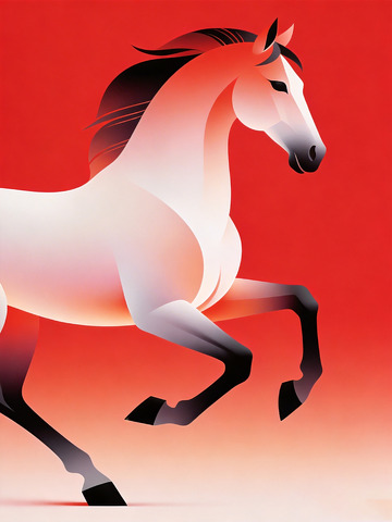东方极简美学骏马插画3