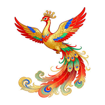 彩绘凤凰神话图案