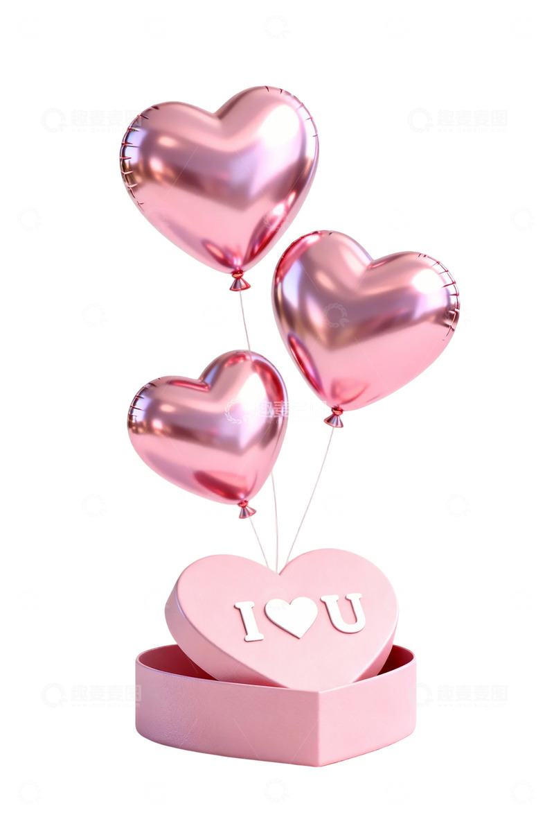 高清大图下载【趣麦麦图】粉色心形气球礼品设计