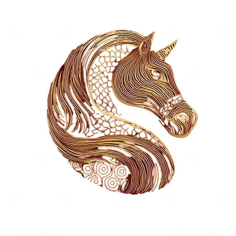 高清大图下载【趣麦麦图】精美木雕独角兽雕像