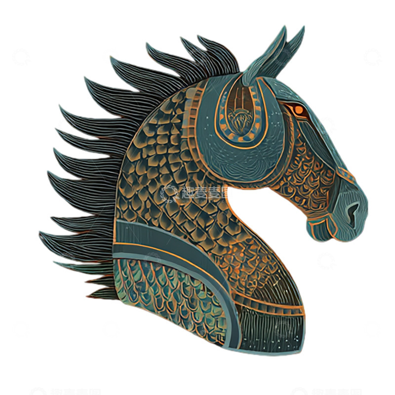 高清大图下载【趣麦麦图】神秘海马金属雕塑