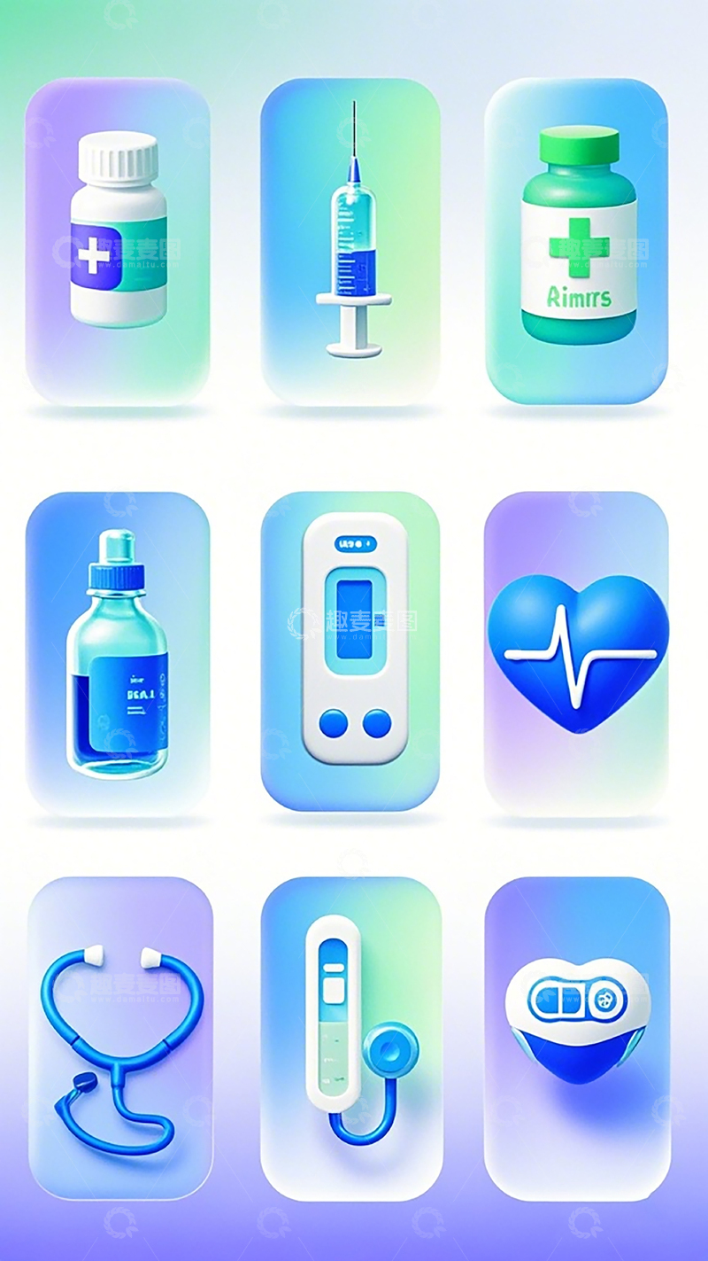 高清大图下载【趣麦麦图】医疗图标矢量设计素材