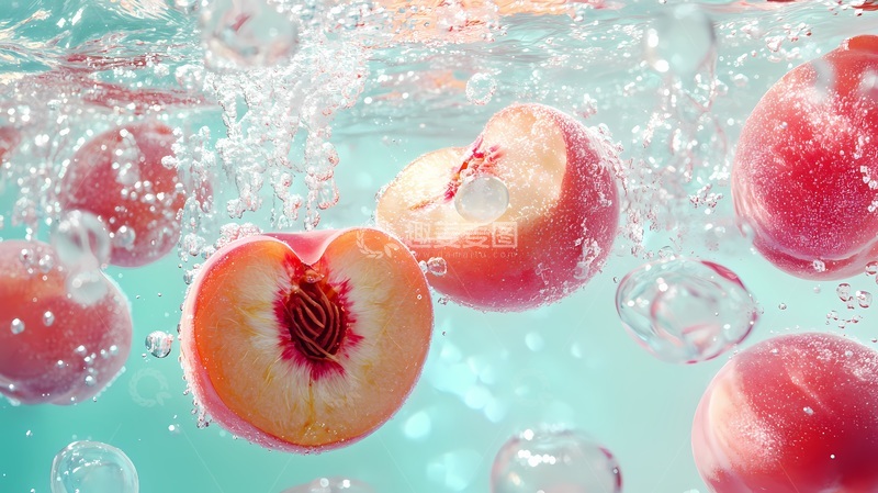 高清大图下载【趣麦麦图】水粉桃子水果飞溅创意摄影