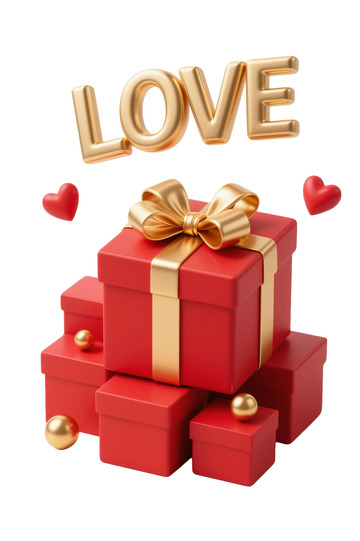 金色LOVE礼盒装饰设计