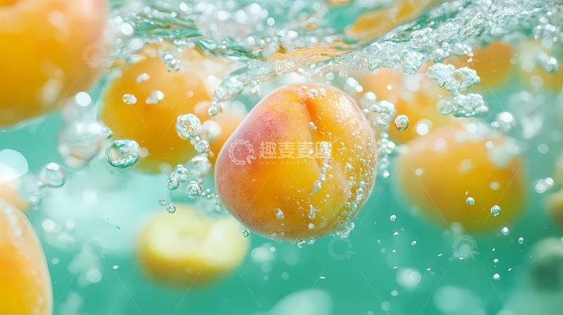 高清大图下载【趣麦麦图】水珠黄桃清新摄影