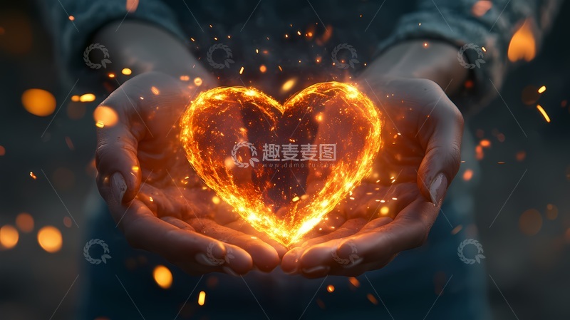 高清大图下载【趣麦麦图】火焰心形梦幻光影创意图片