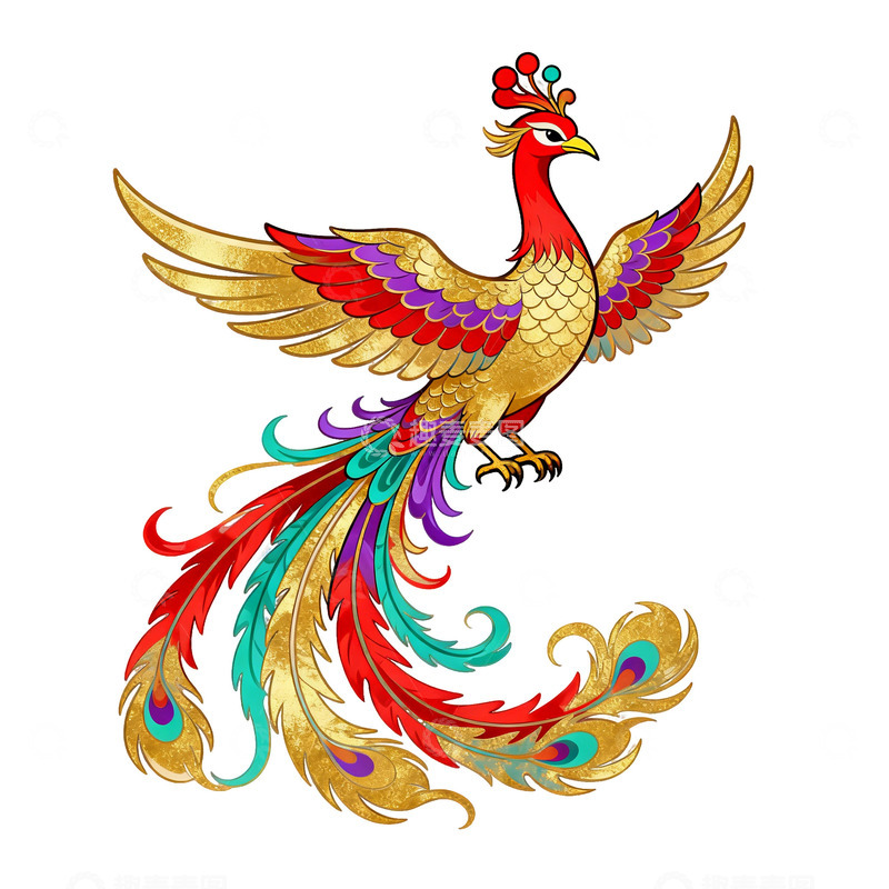 高清大图下载【趣麦麦图】华丽凤凰插画设计素材