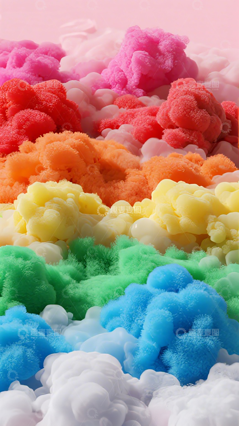 高清大图下载【趣麦麦图】彩虹色蓬松泡沫艺术摄影