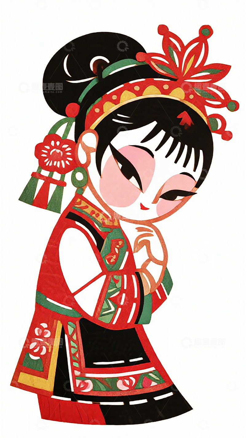 高清大图下载【趣麦麦图】传统戏曲人物剪纸艺术