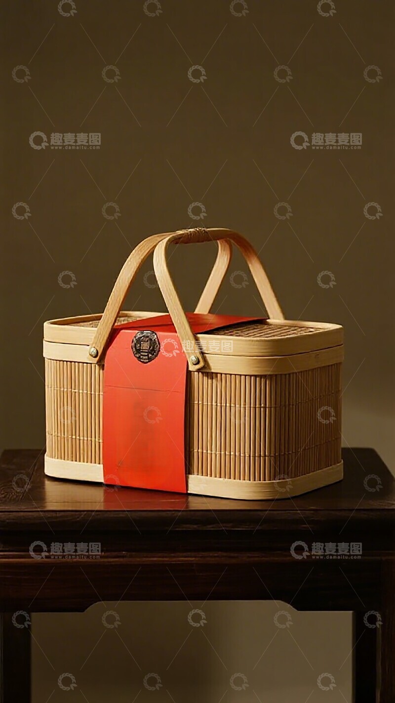 高清大图下载【趣麦麦图】竹编礼盒传统工艺品展示