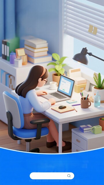 办公室女性工作插画素材