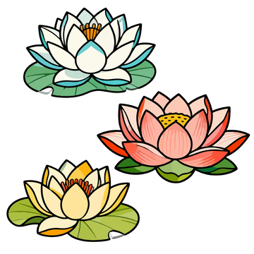 彩色莲花矢量插画设计素材