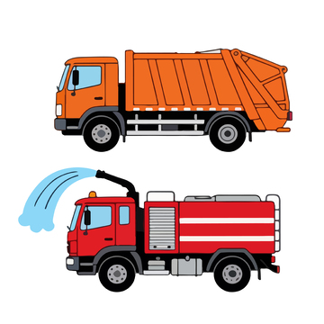 卡通风格垃圾车插画设计素材