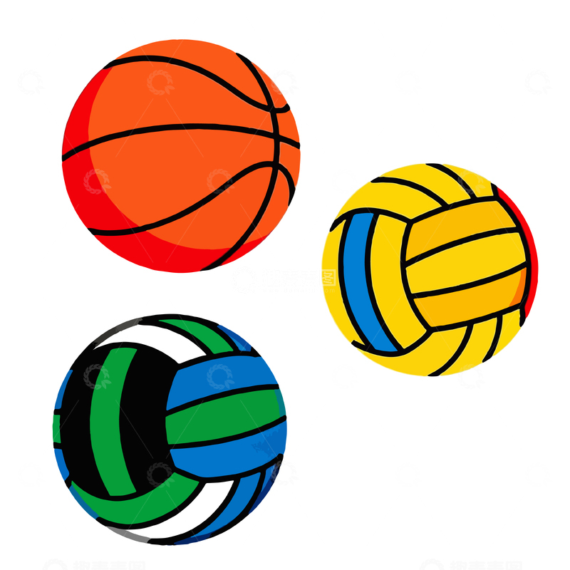 源文件下载【趣麦麦图】卡通球类运动器材图案设计素材