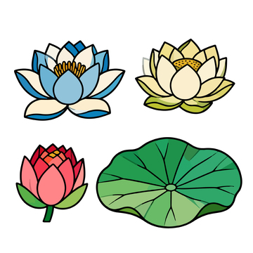 卡通风格莲花荷叶设计元素