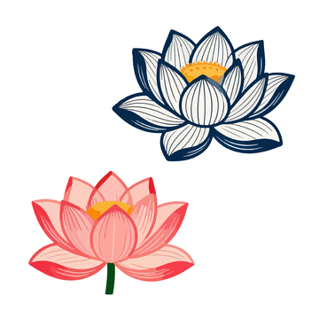 简约风格莲花矢量插画