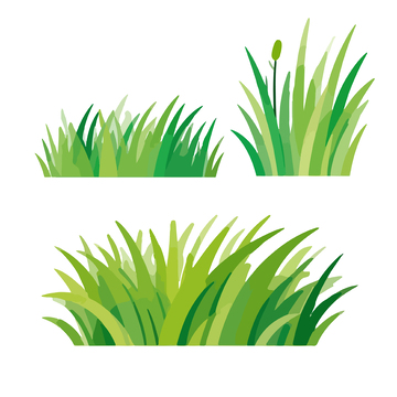 卡通草地植被矢量插画