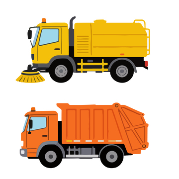 城市清洁车辆矢量插图