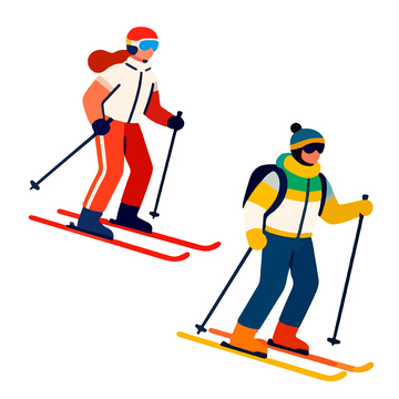 扁平风滑雪运动人物插画