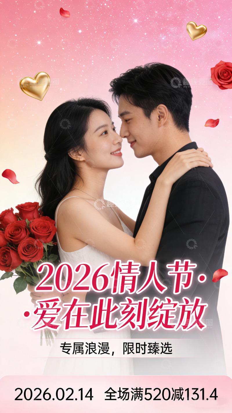 高清大图下载【趣麦麦图】情侣浪漫情人节宣传海报
