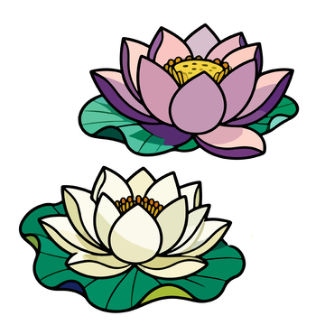 彩绘荷花矢量图案设计素材