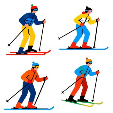 滑雪人物插画设计素材