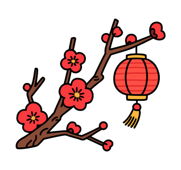 简约风格梅花灯笼插画