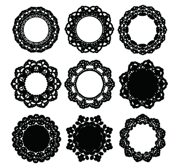 黑色蕾丝花边圆形装饰图案