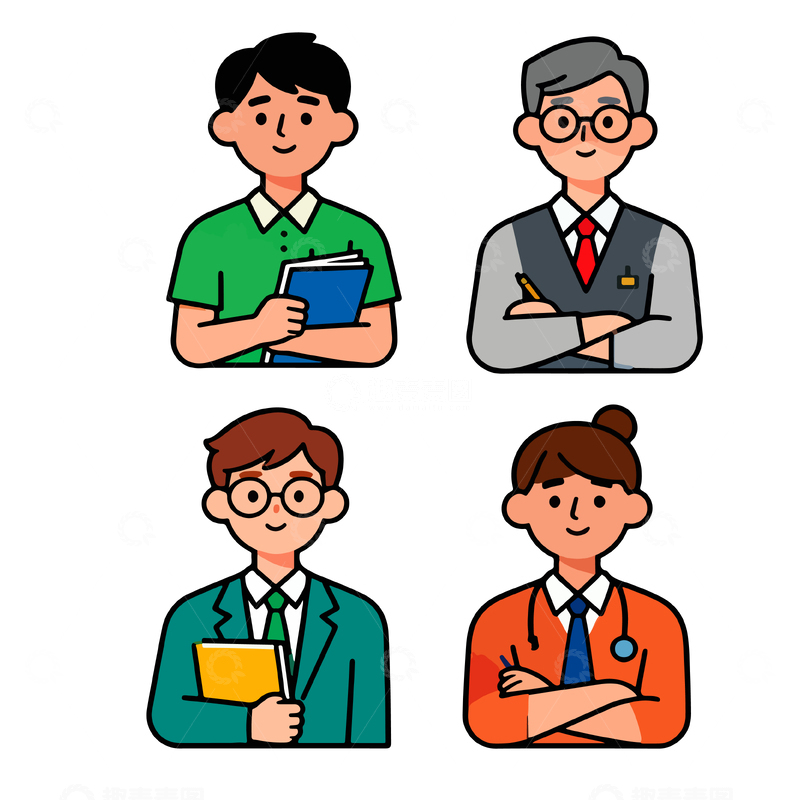 源文件下载【趣麦麦图】卡通人物职业形象矢量插画