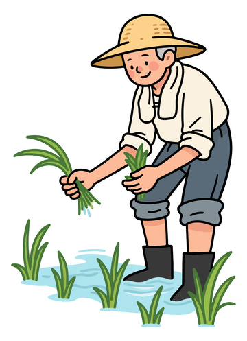农民插秧卡通矢量图