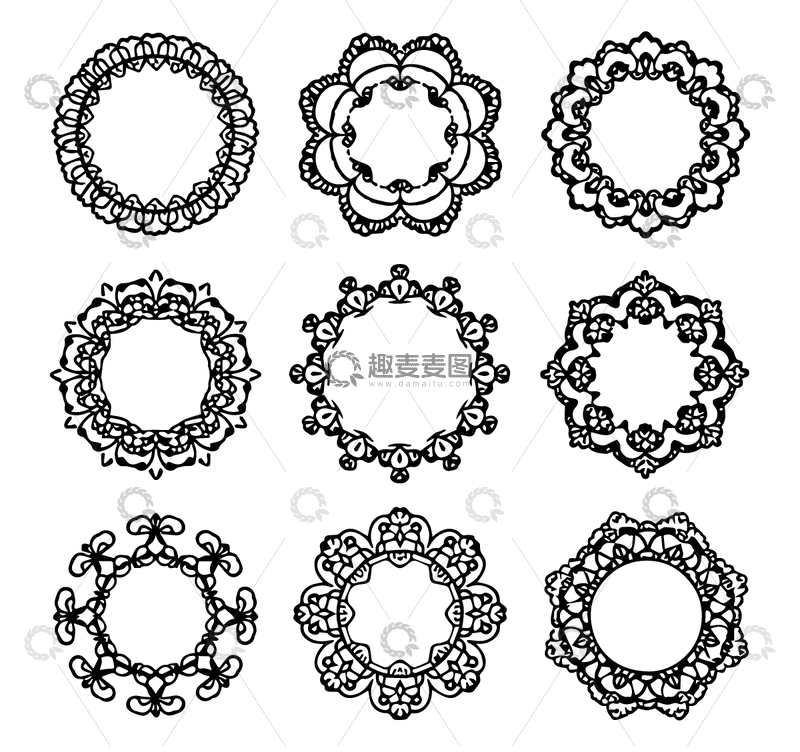 源文件下载【趣麦麦图】-欧式复古花纹边框装饰设计元素