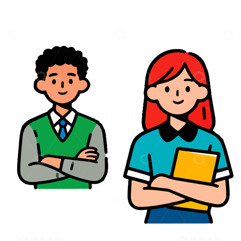 源文件下载【趣麦麦图】卡通手绘学生人物插画素材