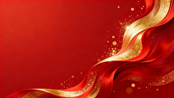 红金色梦幻丝带背景图