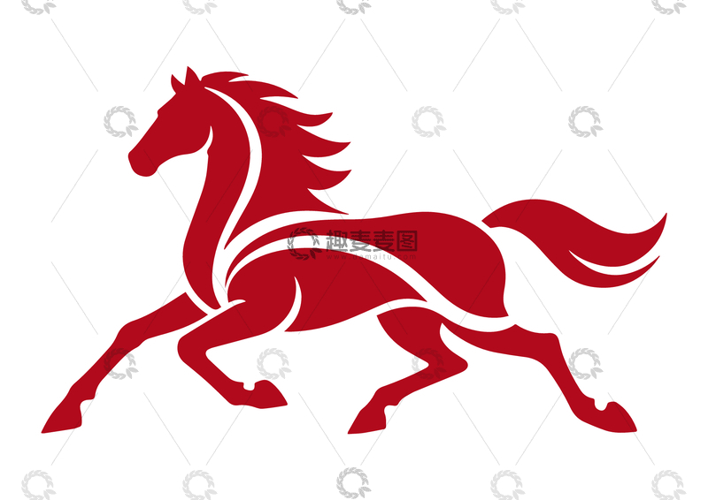 源文件下载【趣麦麦图】红色骏马剪影标志设计