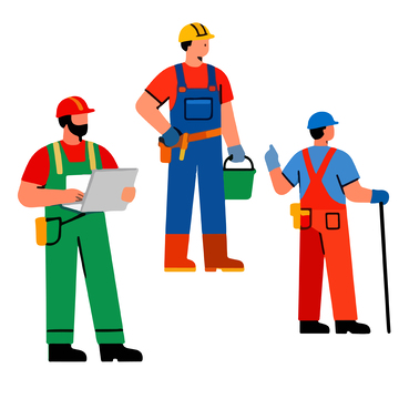 卡通建筑工人施工插图