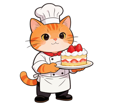 卡通猫咪厨师甜点设计素材