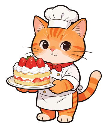 卡通猫咪厨师甜品插画