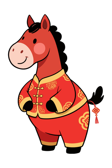 卡通马喜庆新年图案设计素材