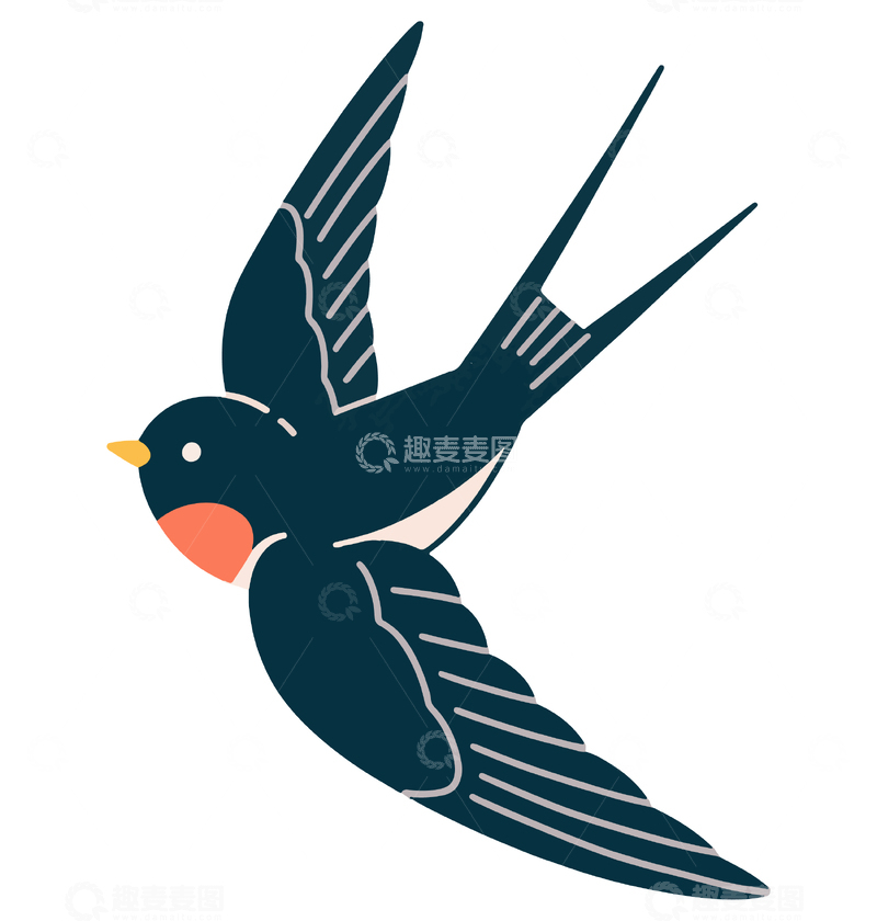 源文件下载【趣麦麦图】燕子飞行动物插画
