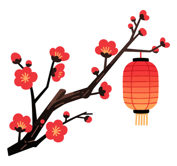 传统中国风梅花灯笼插画