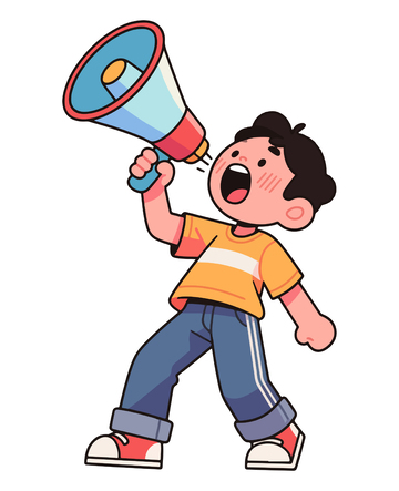 卡通人物喊喇叭插画