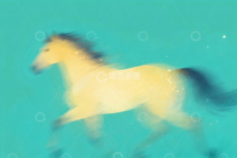 高清大图下载【趣麦麦图】模糊泛黄颗粒骏马艺术插画5