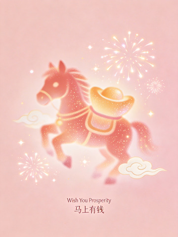 马上有钱马年吉祥插画