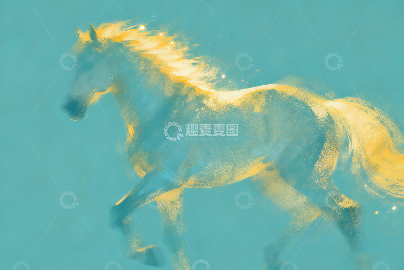 高清大图下载【趣麦麦图】模糊泛黄颗粒骏马艺术插画6