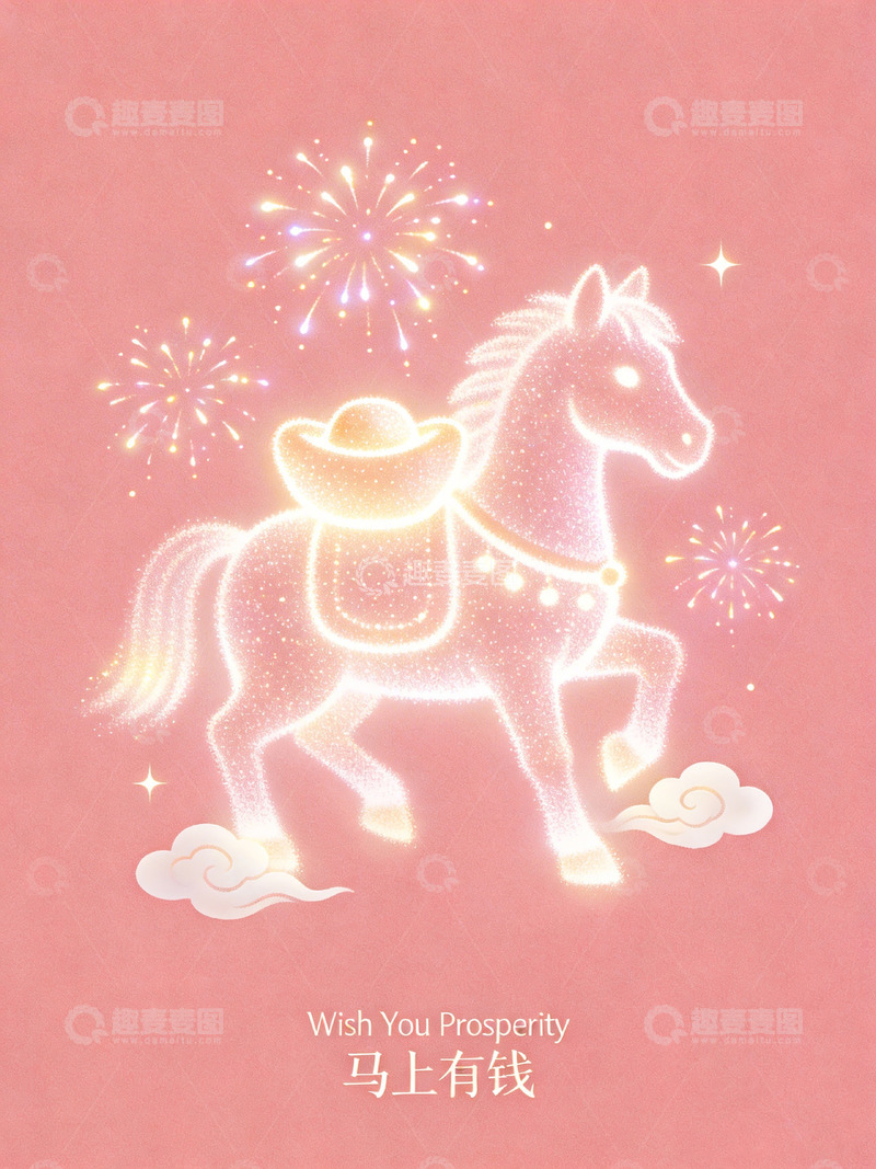 高清大图下载【趣麦麦图】马上有钱马年吉祥插画3