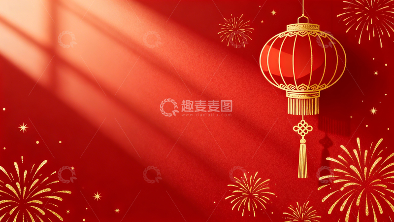 高清大图下载【趣麦麦图】红灯笼烟花喜庆新年背景