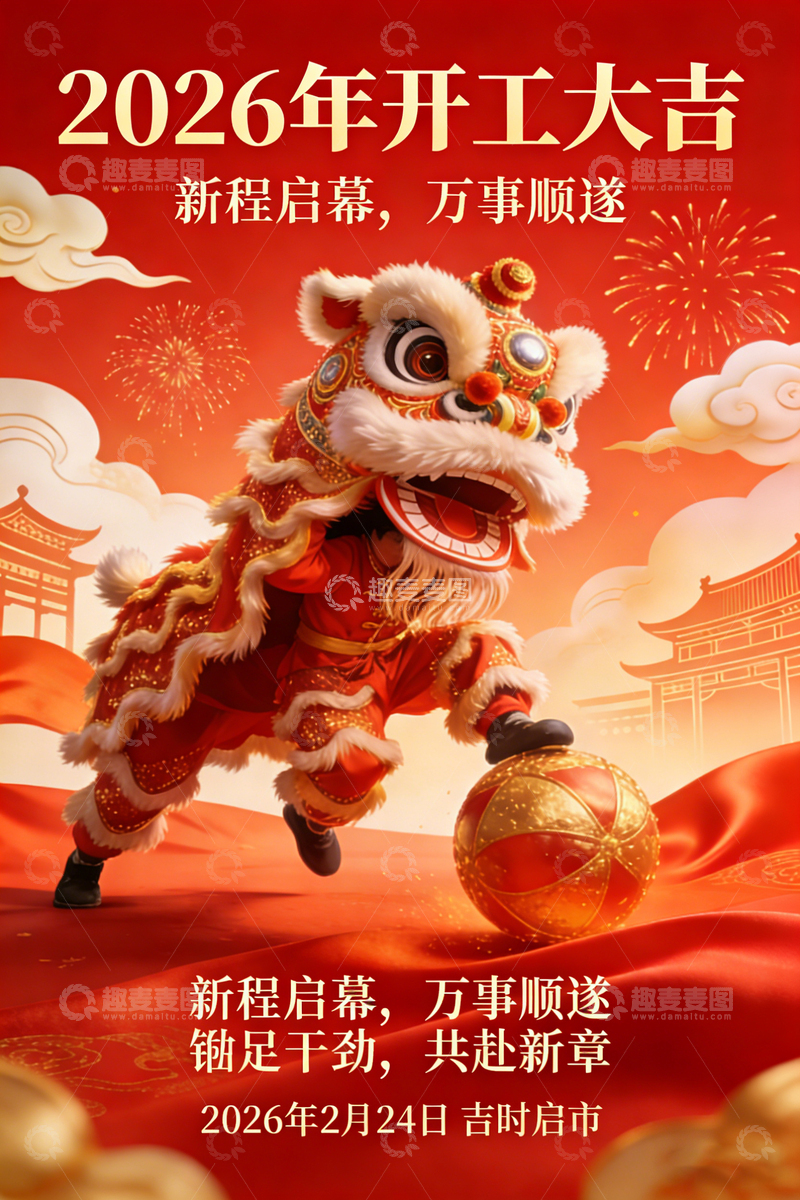 高清大图下载【趣麦麦图】-马年开工大吉