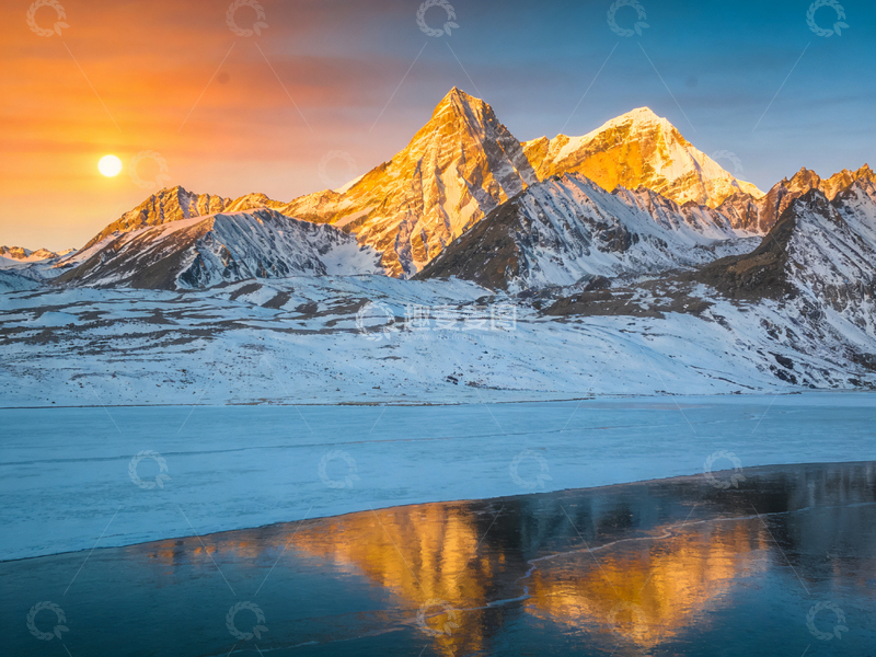 高清大图下载【趣麦麦图】雪山日落风光摄影图片