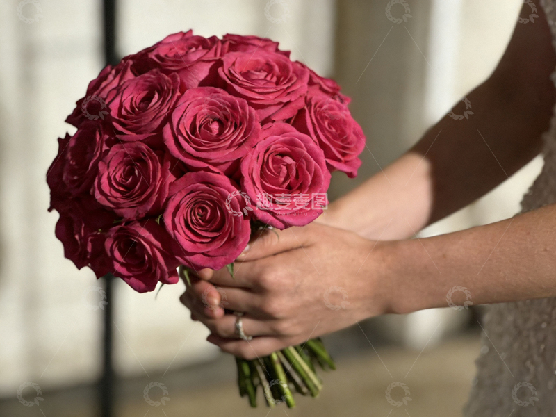 高清大图下载【趣麦麦图】浪漫婚礼玫瑰花束特写