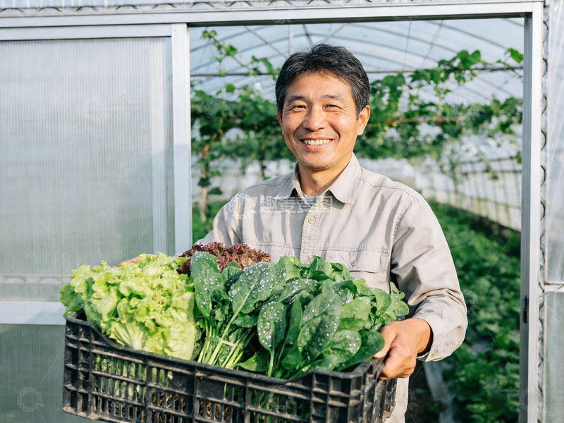 高清大图下载【趣麦麦图】农民温室采摘新鲜蔬菜